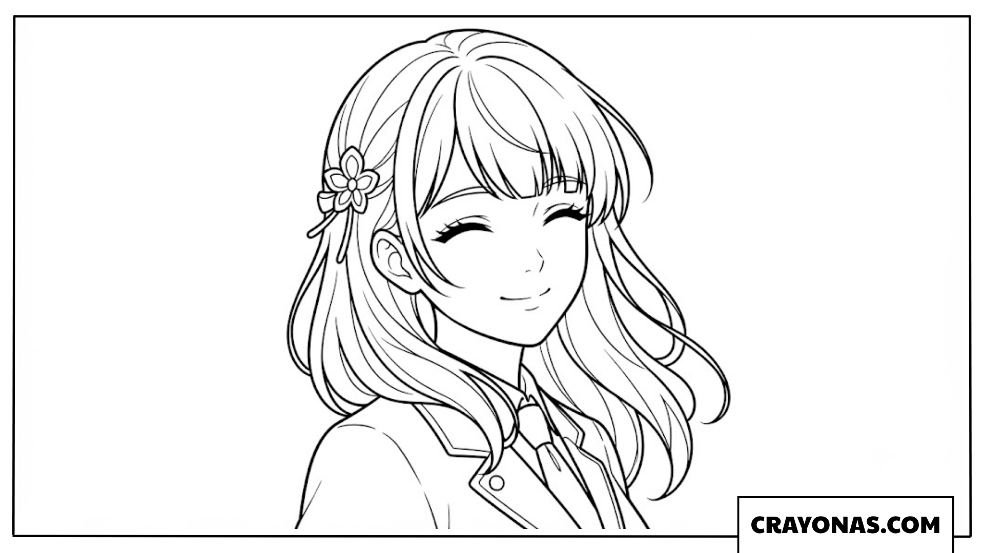 Realistic Anime Girl Portrait Coloring Page