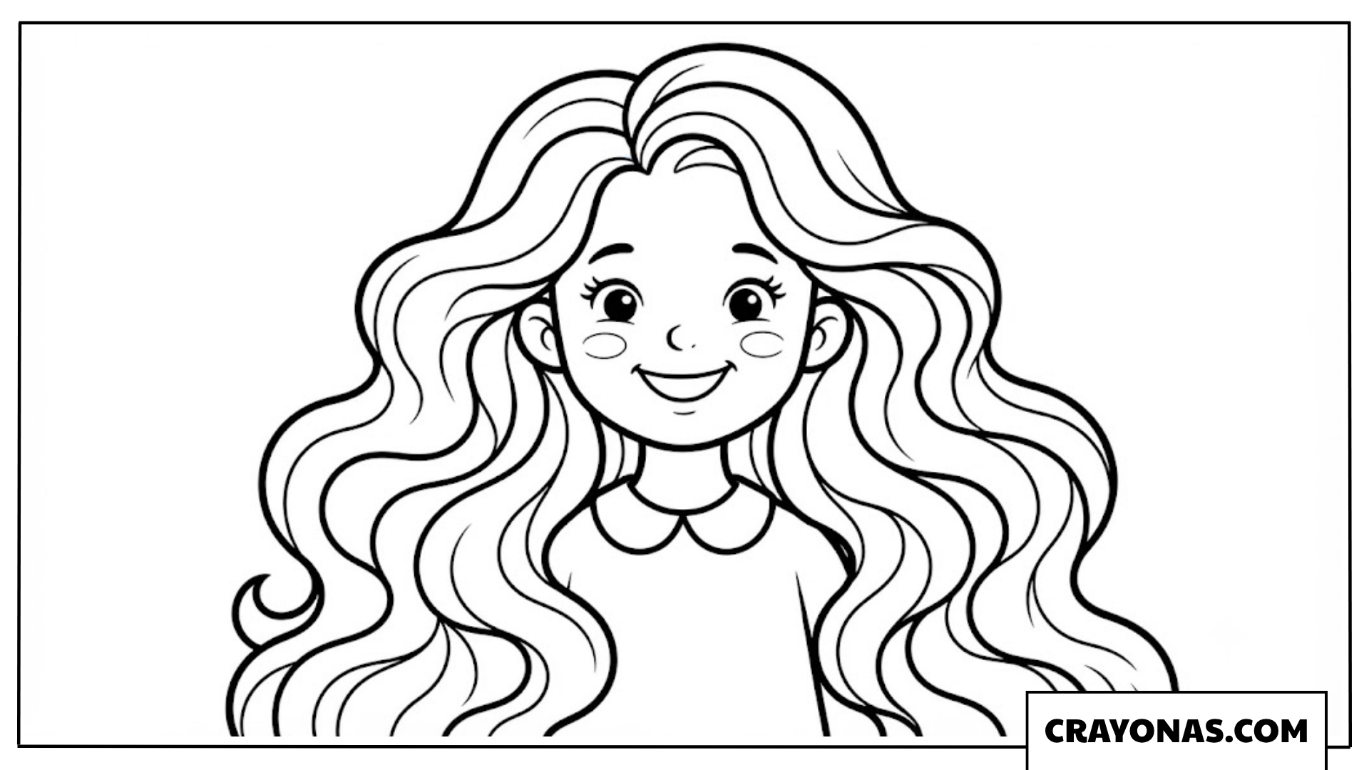 Realistic Anime Girl with Long Wavy Hair Coloring Page