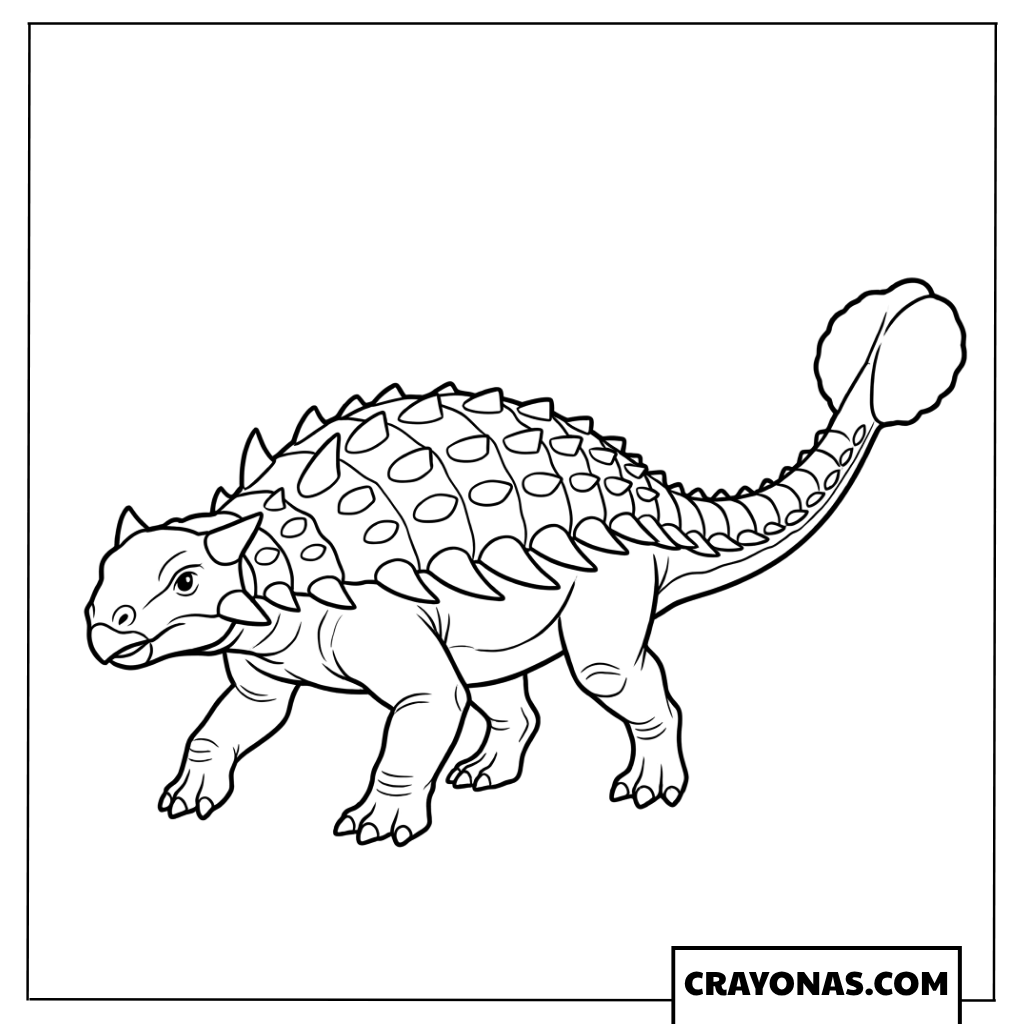 Realistic Ankylosaurus Armored Dinosaur Coloring Page
