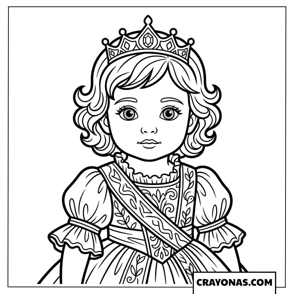 Realistic Baby Princess Portrait Coloring Page