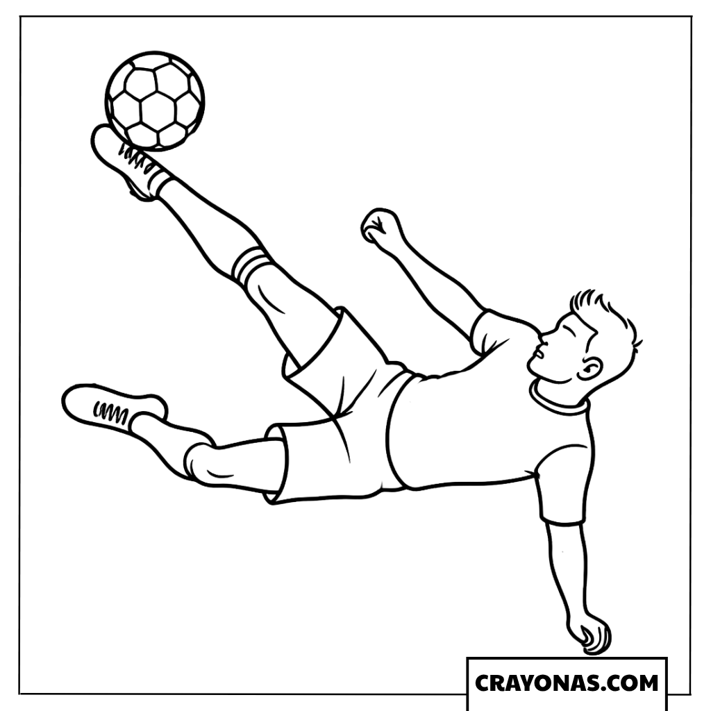Realistic Soccer Player Bicycle Kick Coloring Page