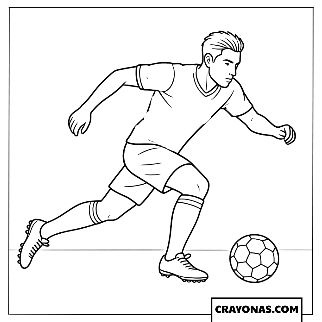 Realistic Soccer Player Dribbling Coloring Page