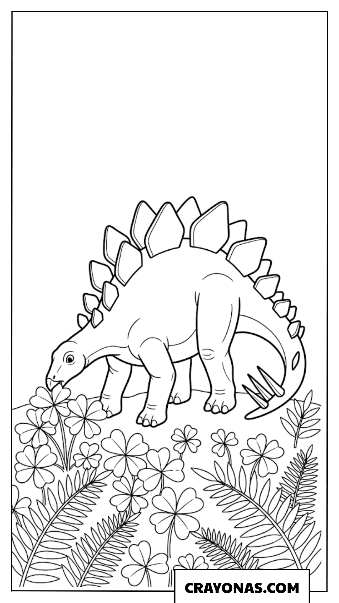 Realistic Stegosaurus in a Field of Flowers Coloring Page