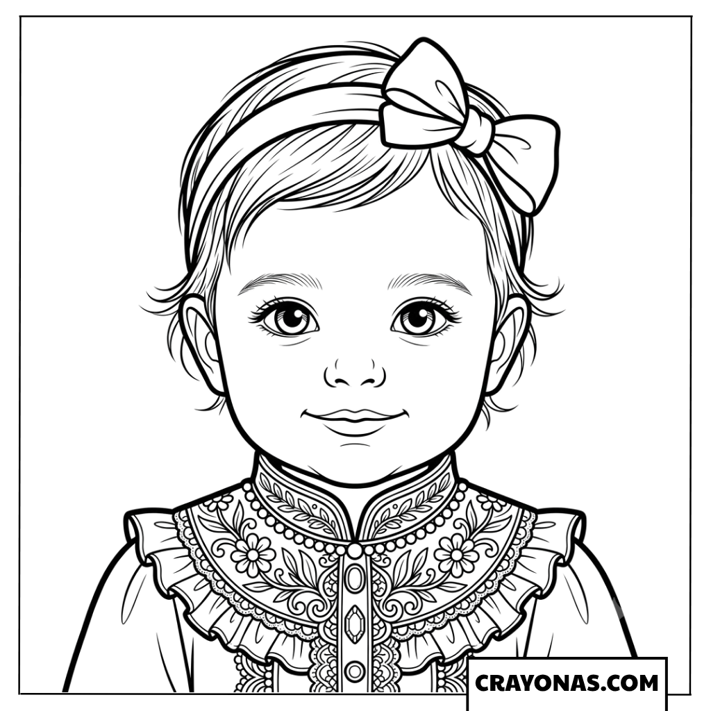 Realistic Toddler Princess Face Coloring Page