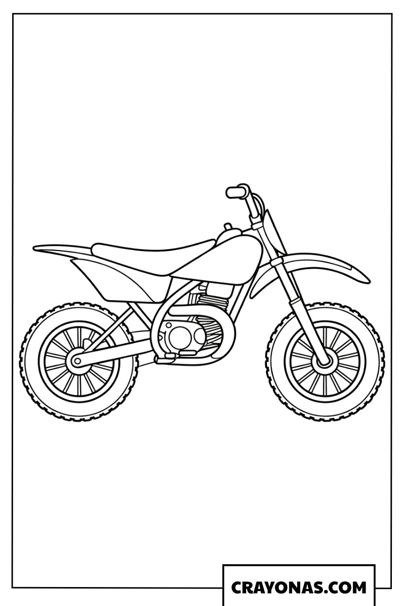 Side View Easy Dirt Bike Coloring Page