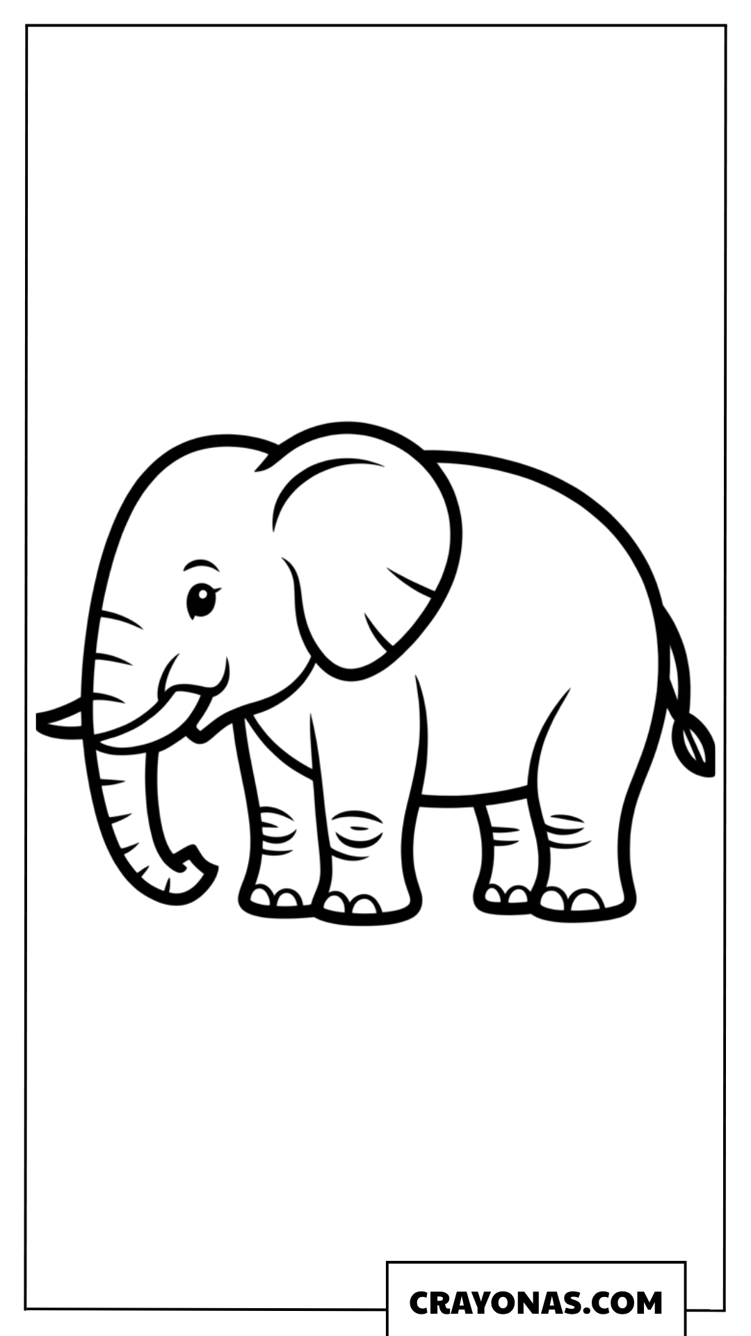 Simple African Elephant Outline Coloring Page