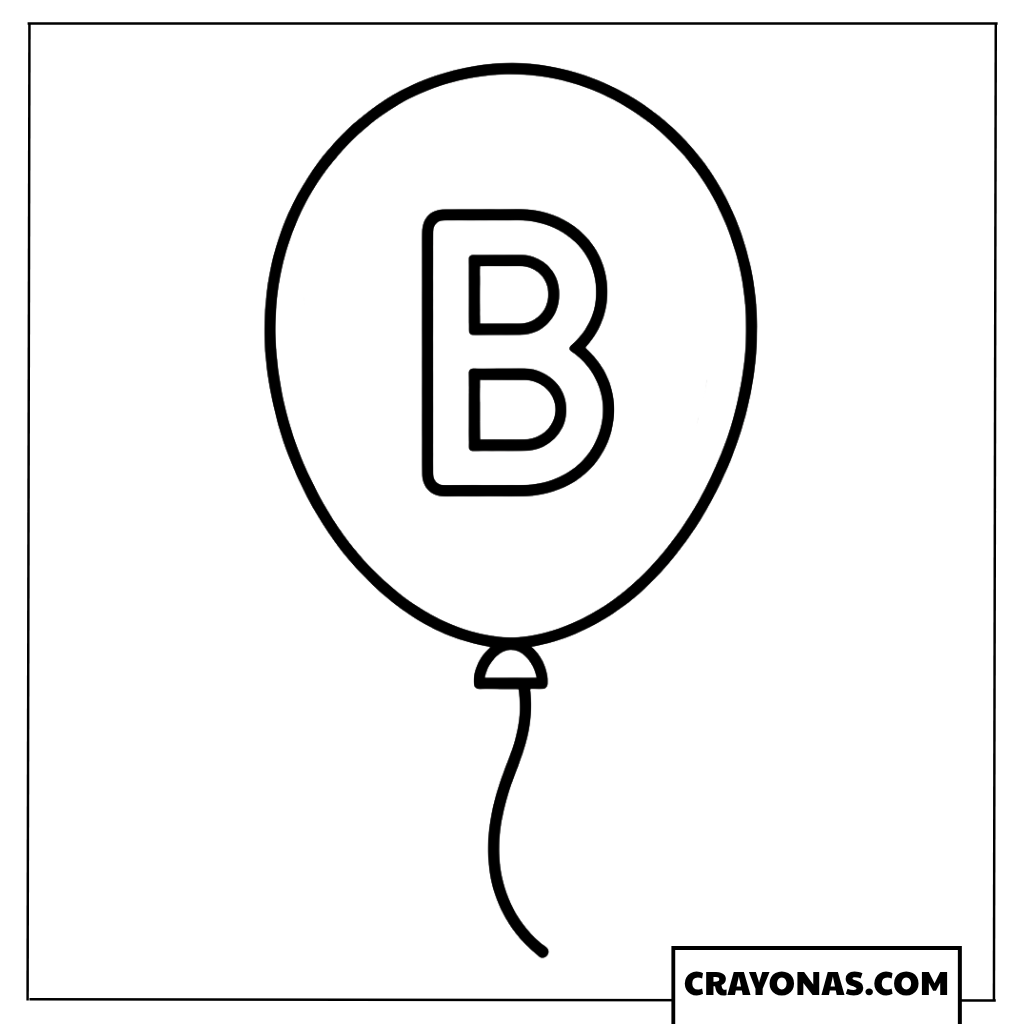 Simple Balloon with Letter B Coloring Page