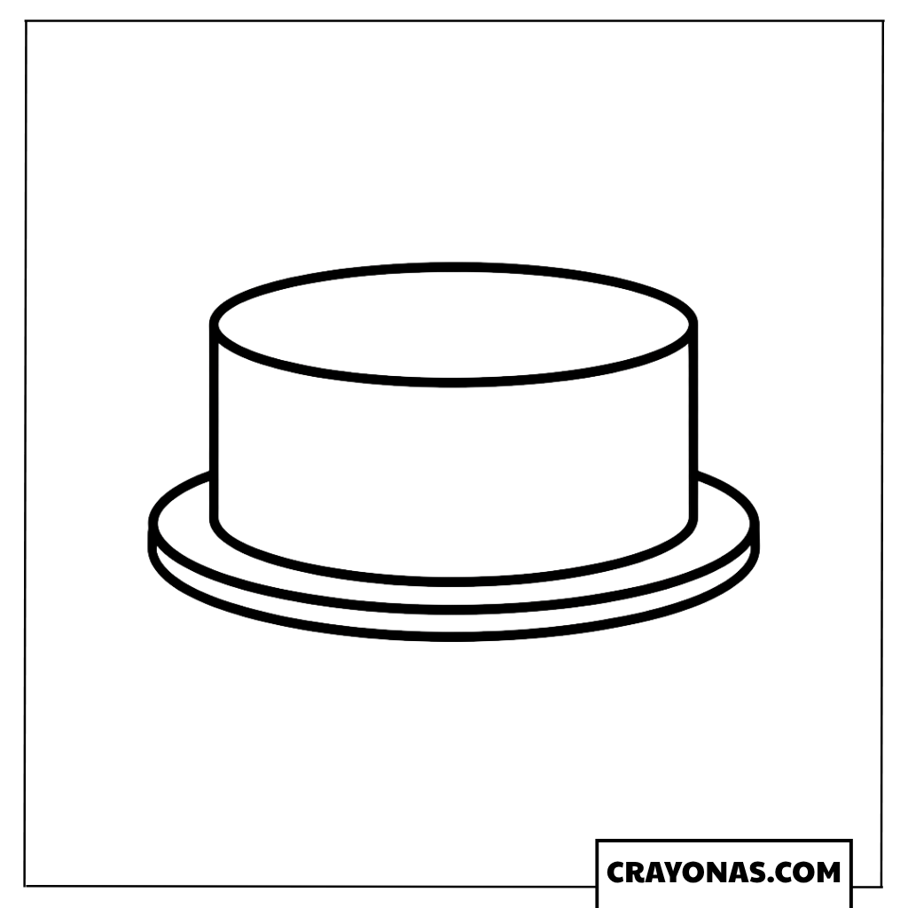 Simple Birthday Cake on Plate Coloring Page