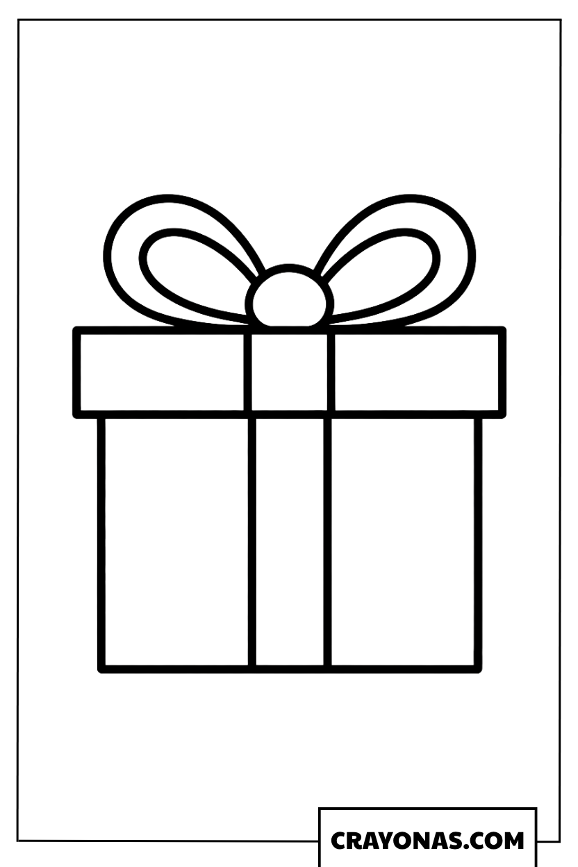 Simple Birthday Gift Box Coloring Page