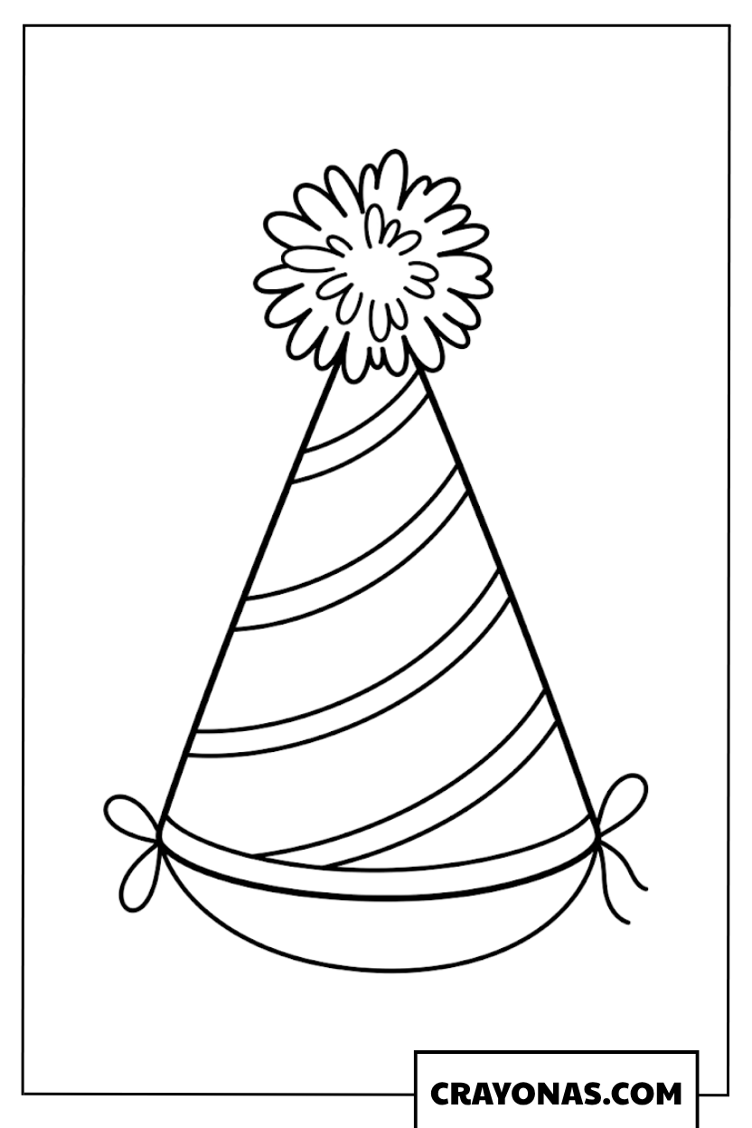 Simple Birthday Party Hat Coloring Page