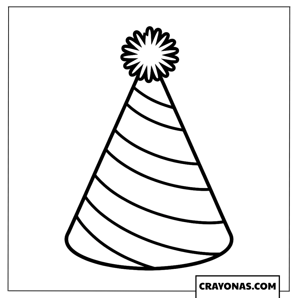 Simple Birthday Party Hat Coloring Page