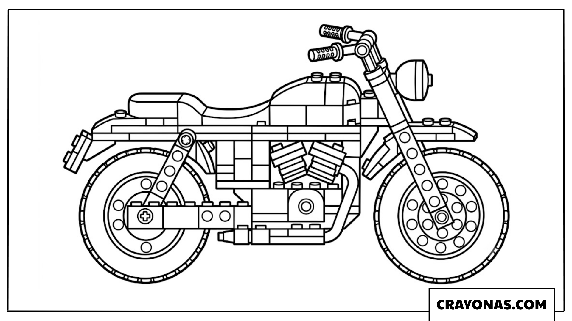 Simple Block Style Toy Motorcycle Outline Coloring Page