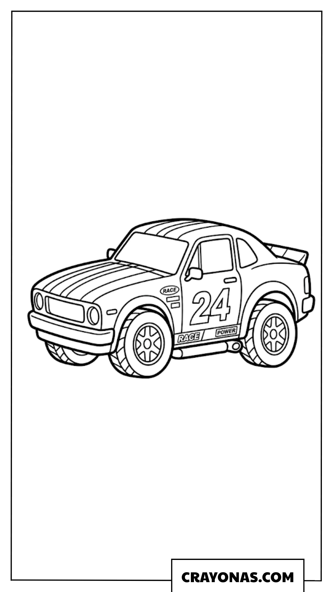 Simple Classic Rally Race Car Number 24 Coloring Page