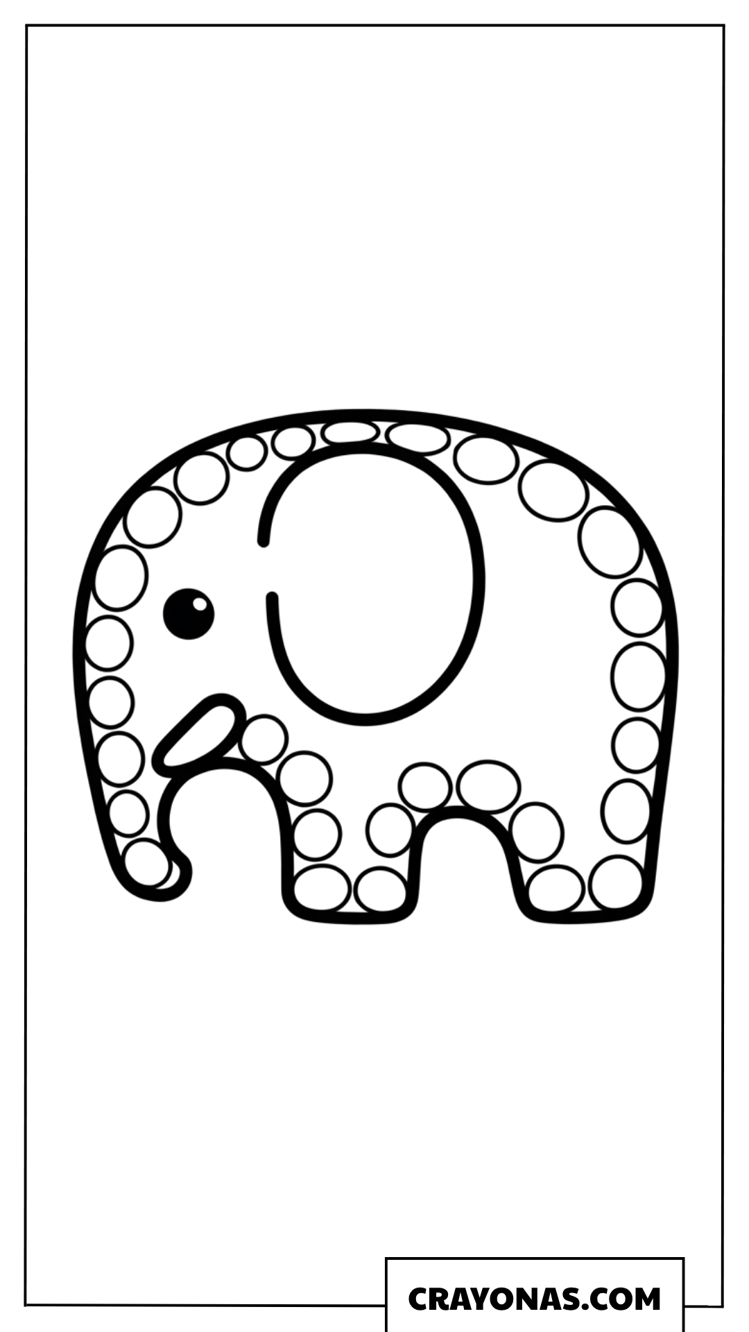 Simple Cute African Elephant Shape Coloring Page