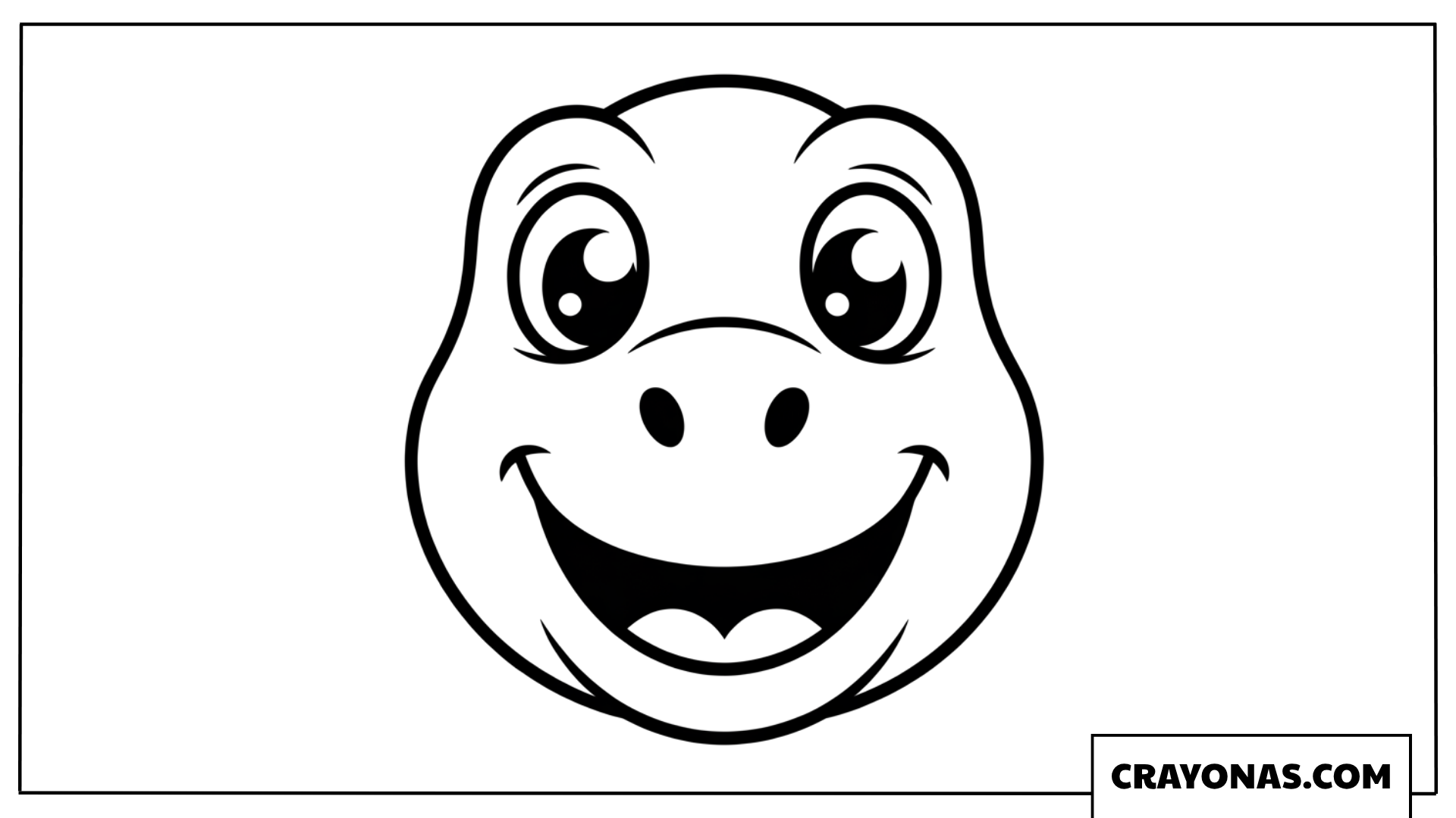 Simple Cute Baby Dinosaur Face Portrait Coloring Page