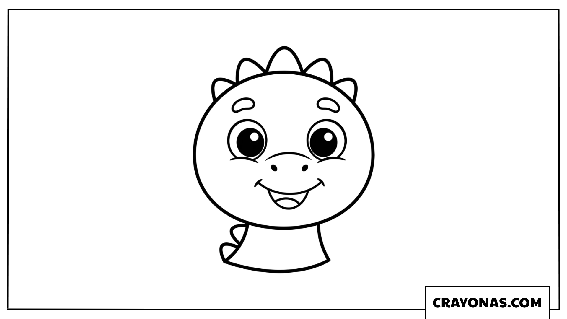 Simple Cute Baby Dinosaur Face Portrait Coloring Page