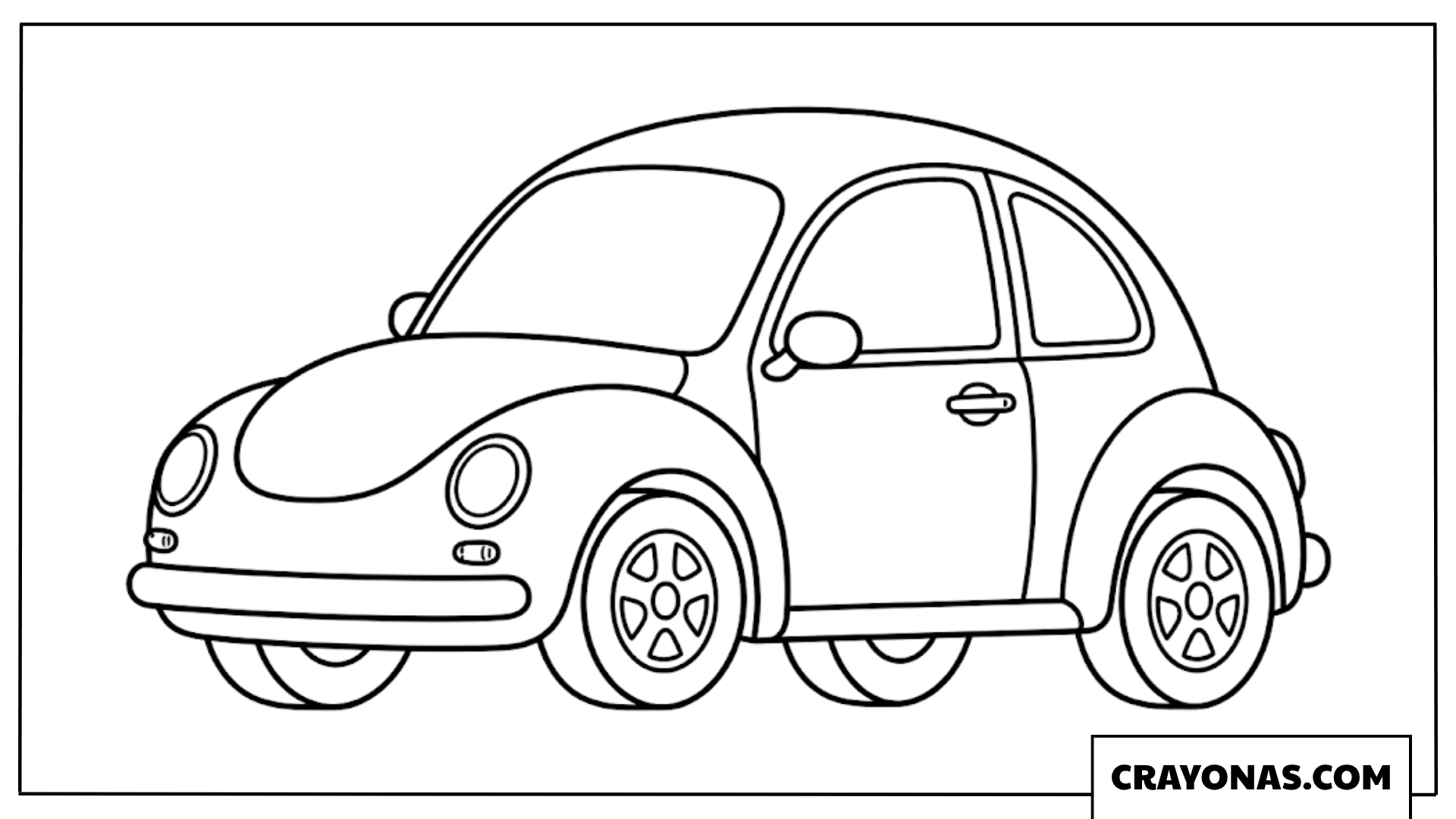 Simple Cute Beetle Car Side Profile Coloring Page