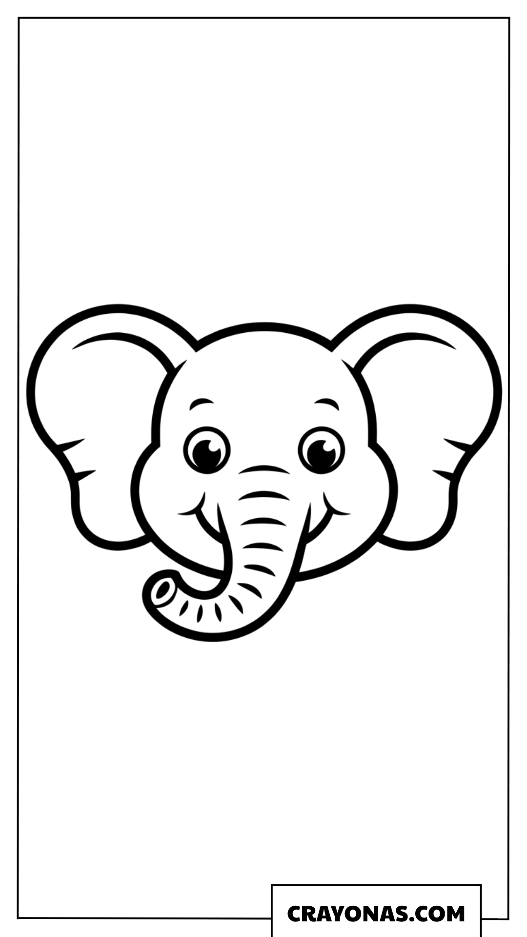 Simple Cute Elephant Face Coloring Page
