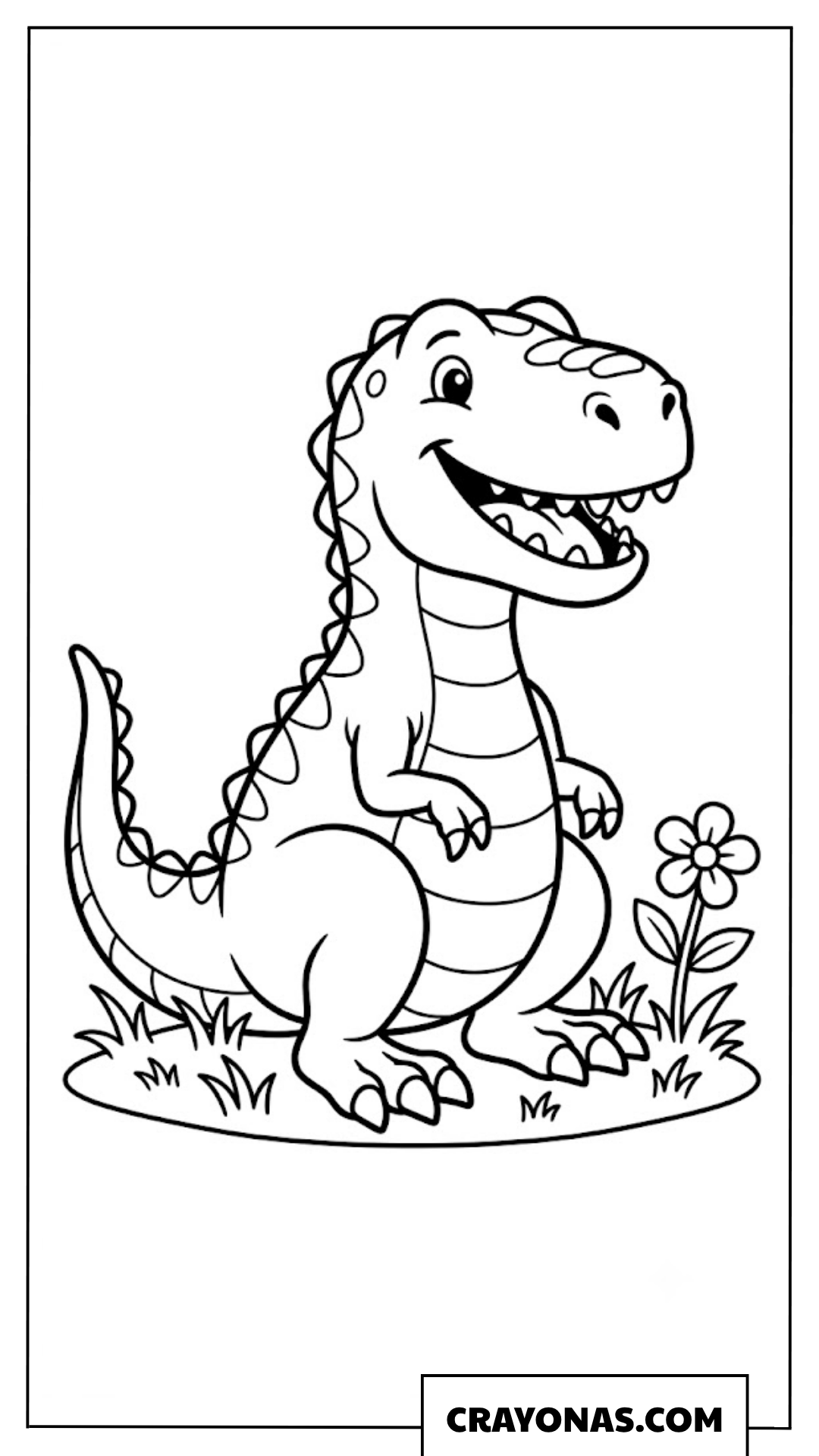 Simple Cute Smiling Baby T-Rex Coloring Page