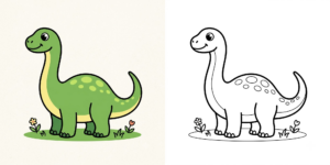 Simple Dinosaur Coloring Pages ft - 2