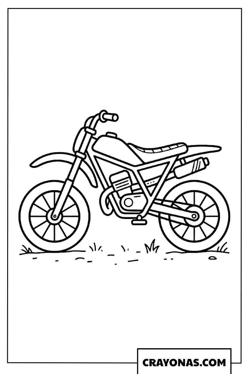 Simple Dirt Bike on the Ground Coloring Page
