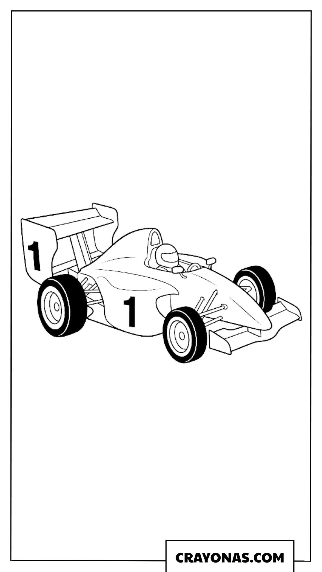 Simple Formula 1 Race Car Number 1 Coloring Page