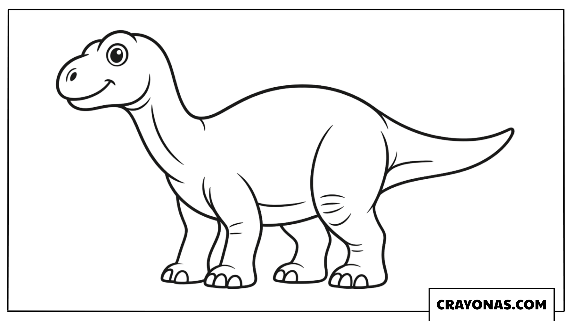 Simple Friendly Long Neck Dinosaur Outline Coloring Page