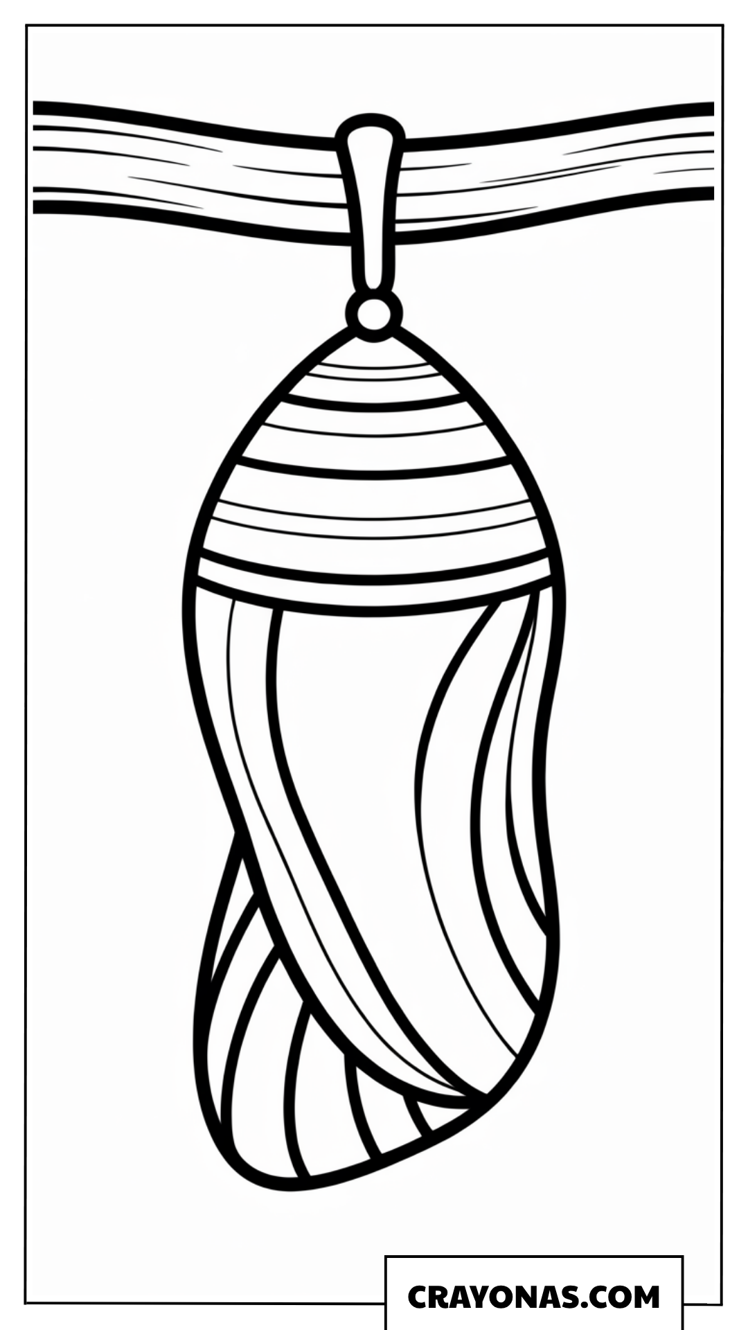 Simple Hanging Butterfly Chrysalis Coloring Page