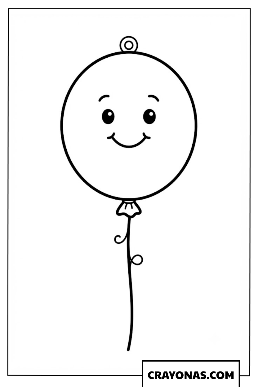 Simple Happy Birthday Balloon Coloring Page