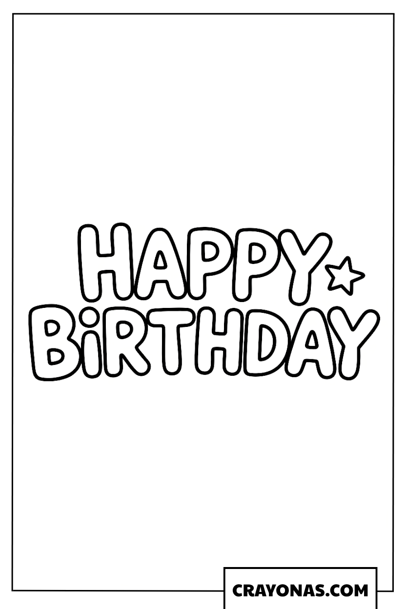 Simple Happy Birthday Text Coloring Page