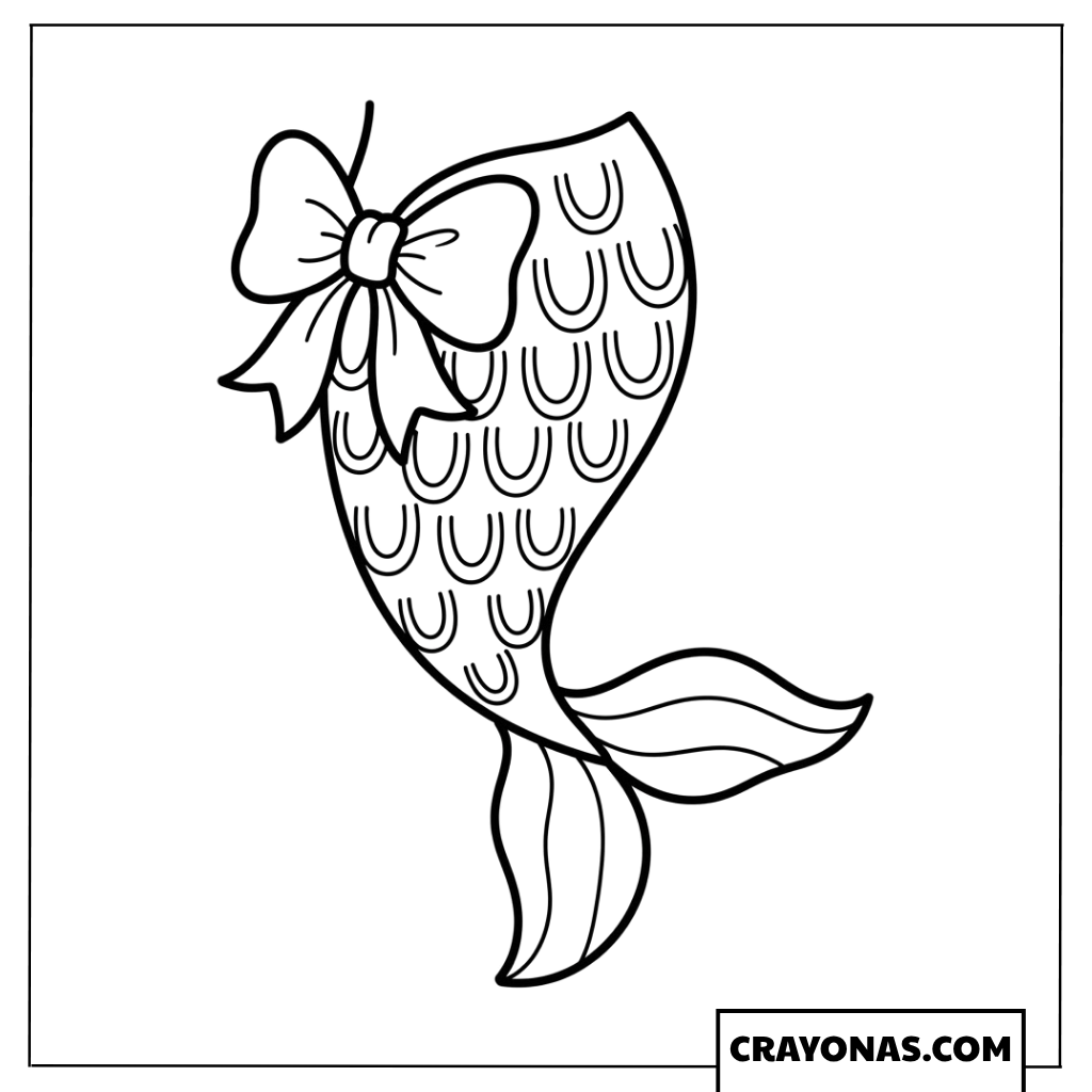 Simple Kawaii Mermaid Tail Coloring Page