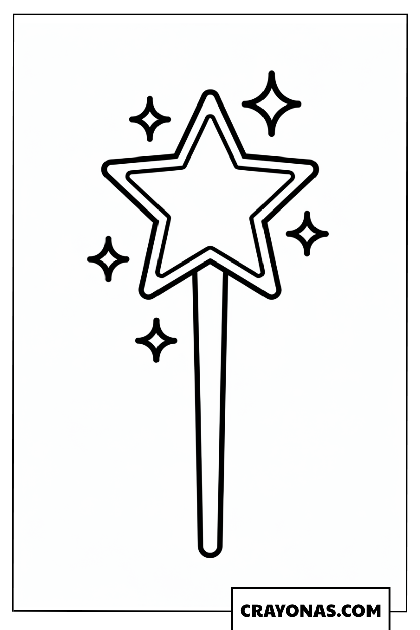 Simple Magic Star Wand Coloring Page