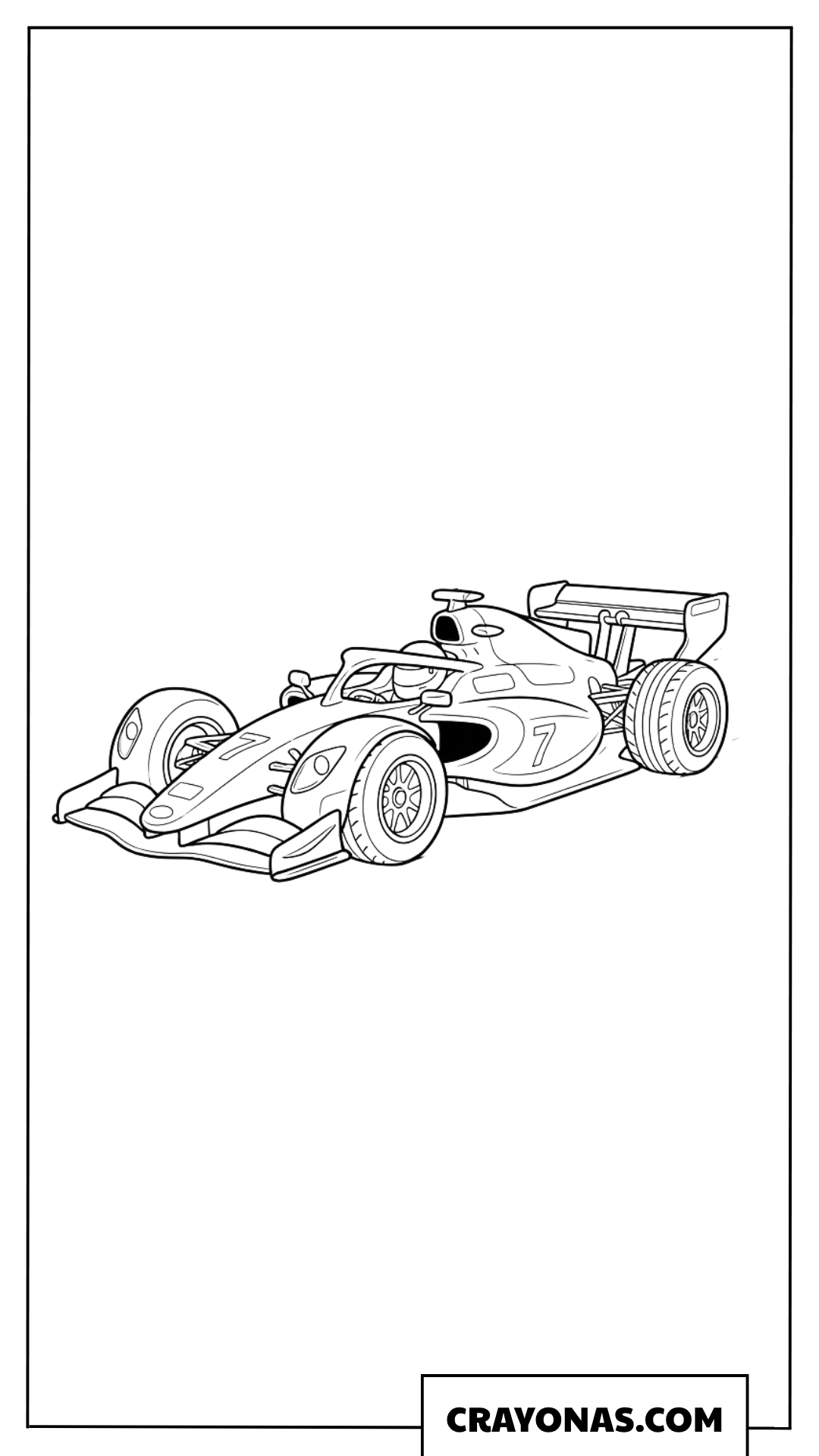 Simple Modern Indy Racing Car Outlines Coloring Page