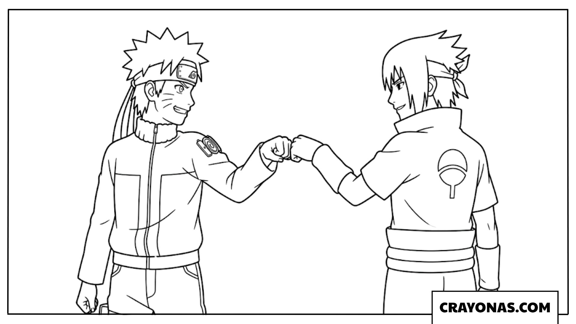 Simple Naruto and Sasuke Fist Bump Bond Coloring Page