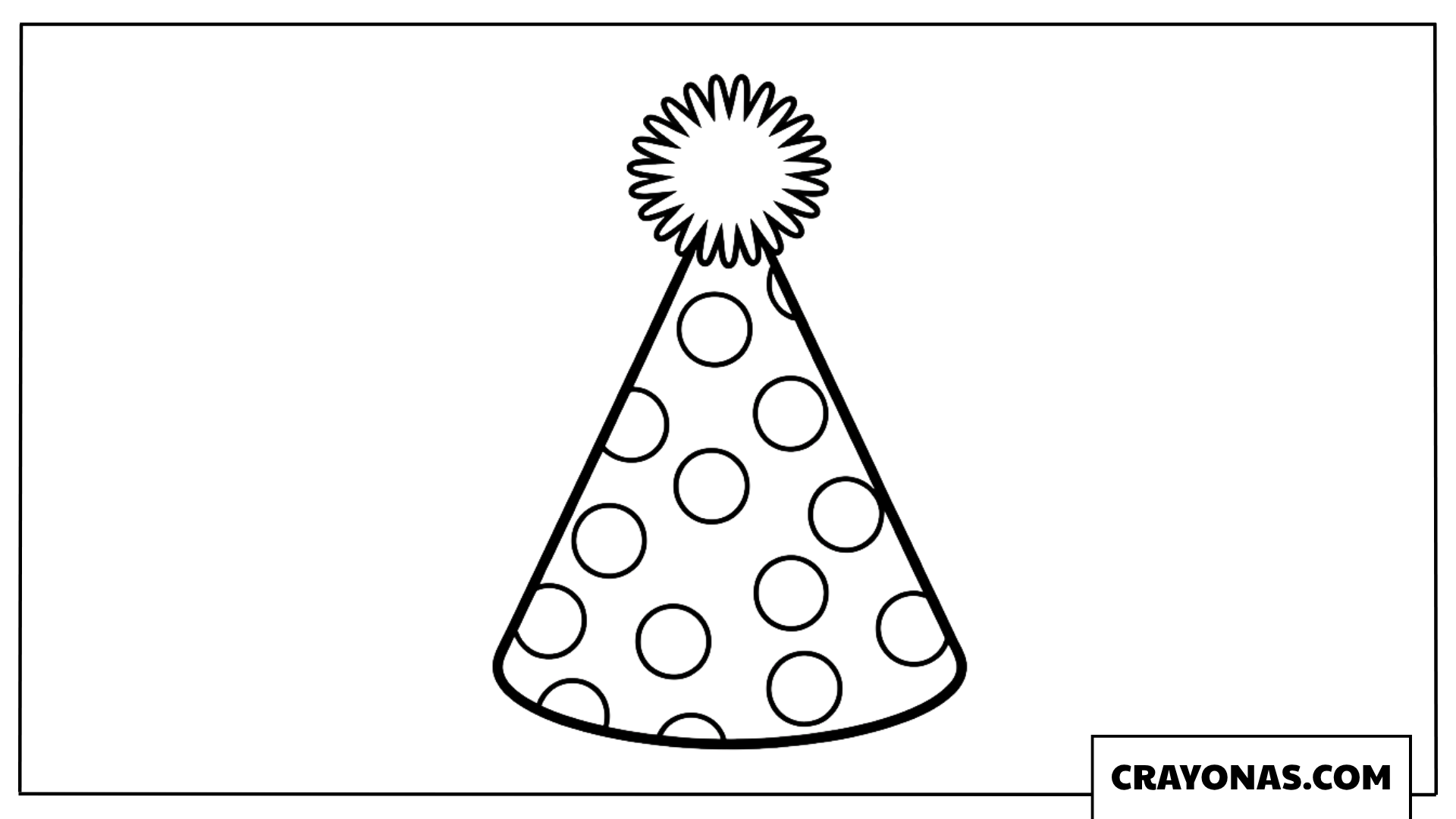 Simple Party Hat with Pompon Coloring Page