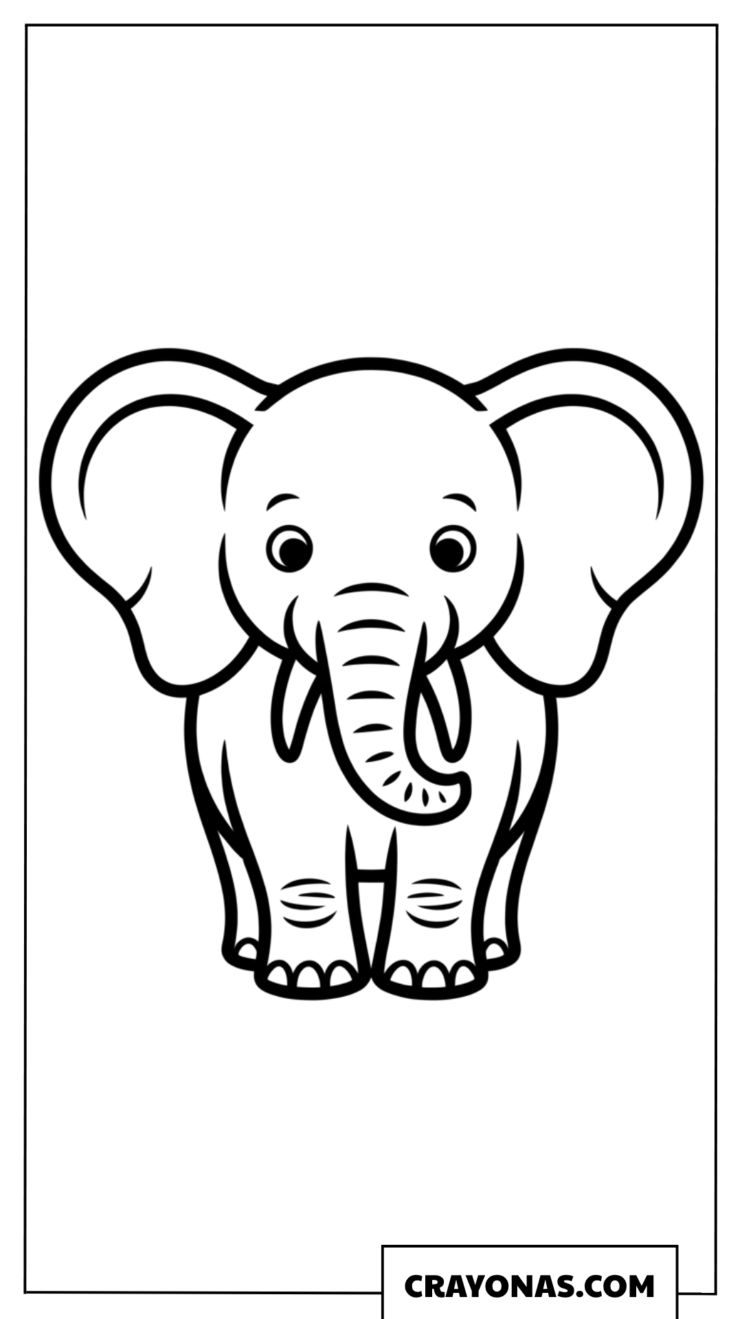 Simple Standing African Elephant Outline Coloring Page