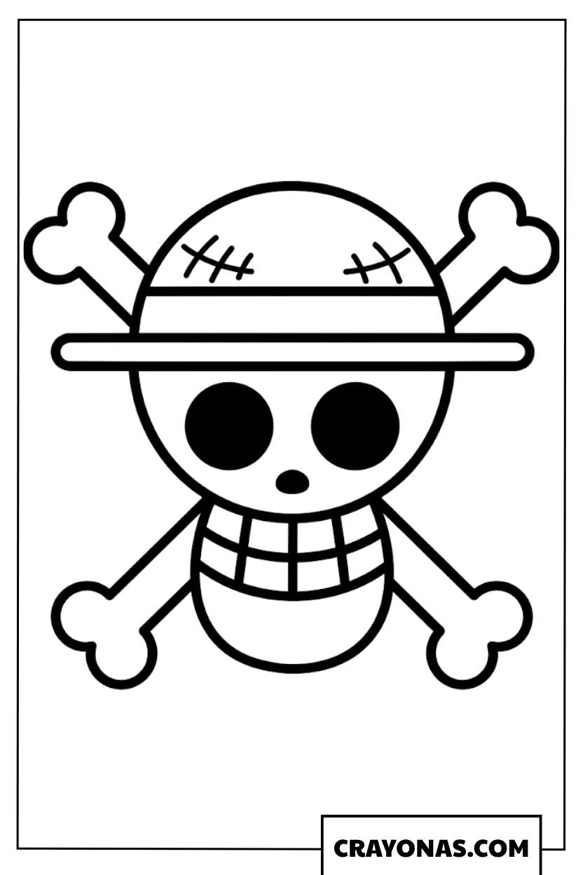 Simple Straw Hat Pirates Jolly Roger Logo Coloring Page