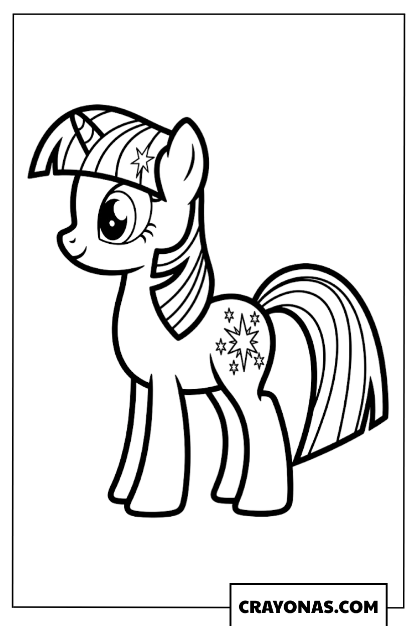 Simple Twilight Sparkle Standing Outline Coloring Page