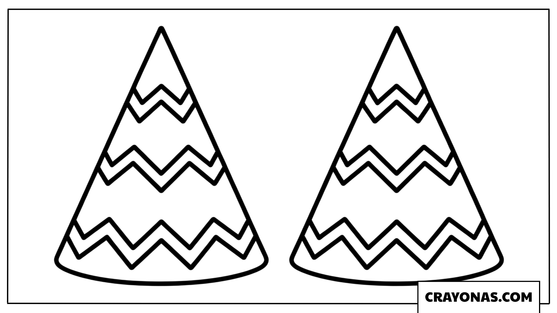 Simple Two Striped Party Hats Coloring Page