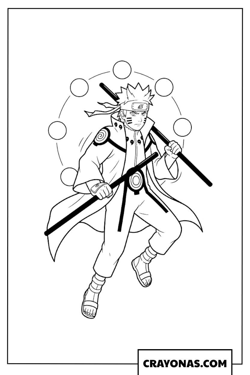 Six Paths Sage Mode Naruto Floating with Truth Seeking Balls Coloring Page