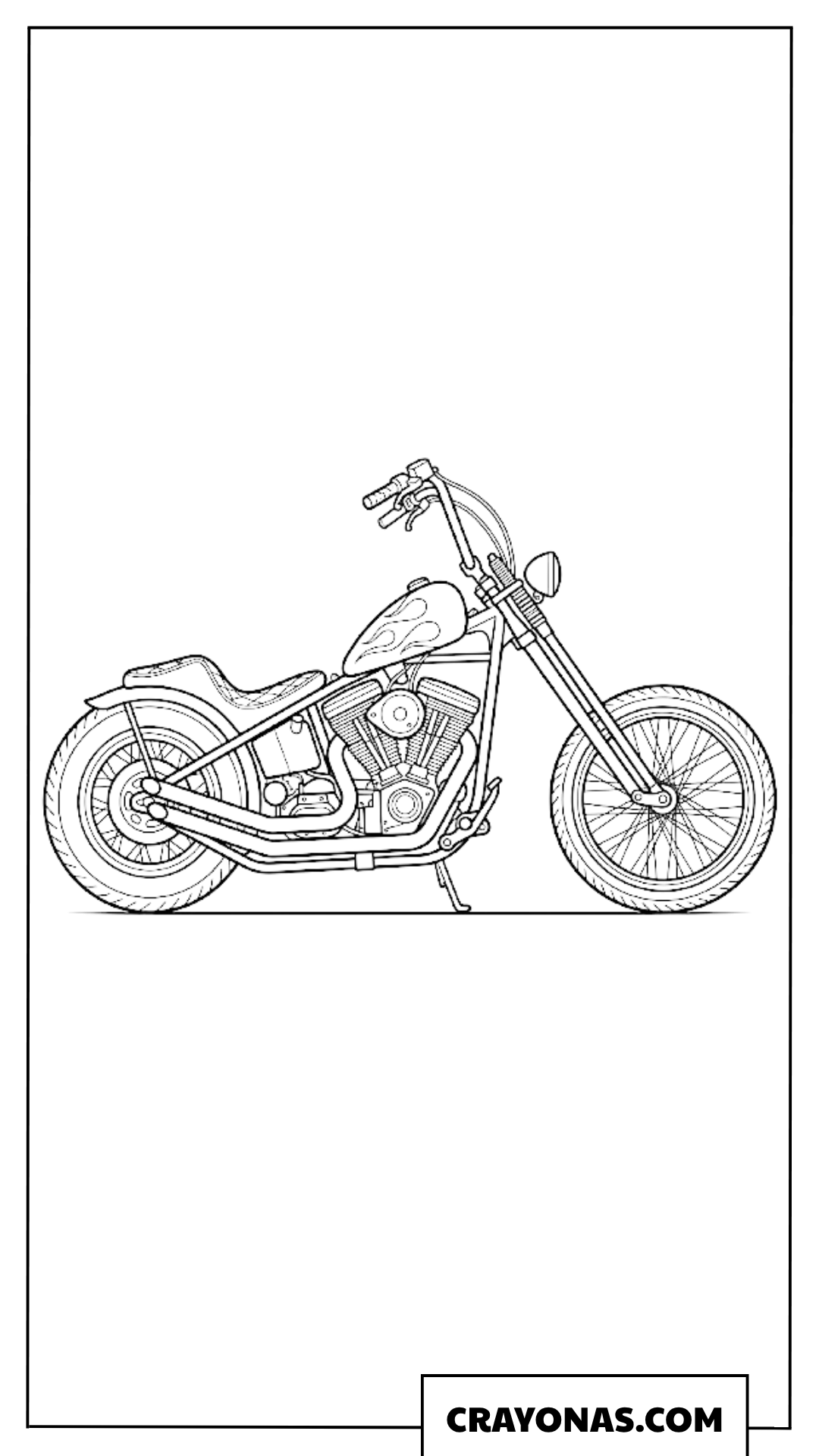 Sleek Chopper Motorcycle with Extended Front Forks Coloring Page