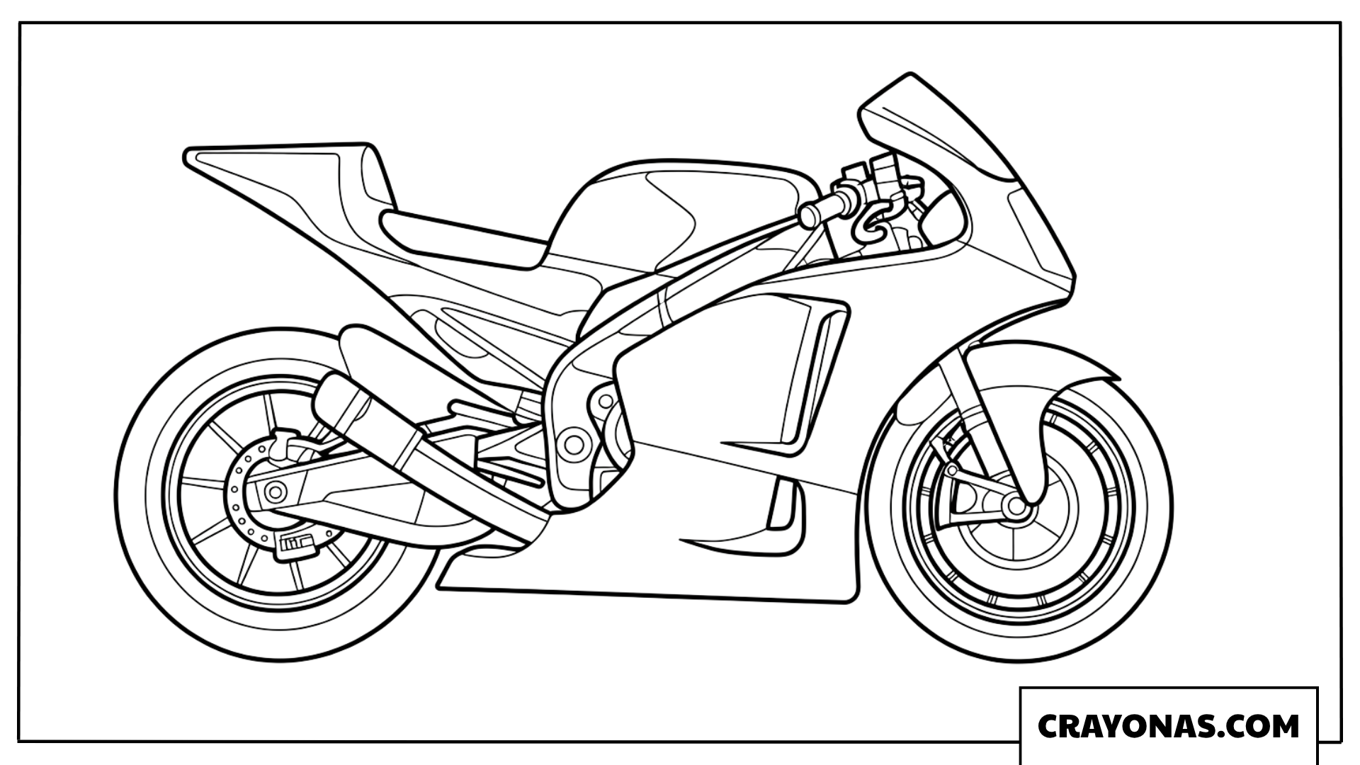 Sleek Modern Sportbike Motorcycle Profile Coloring Page