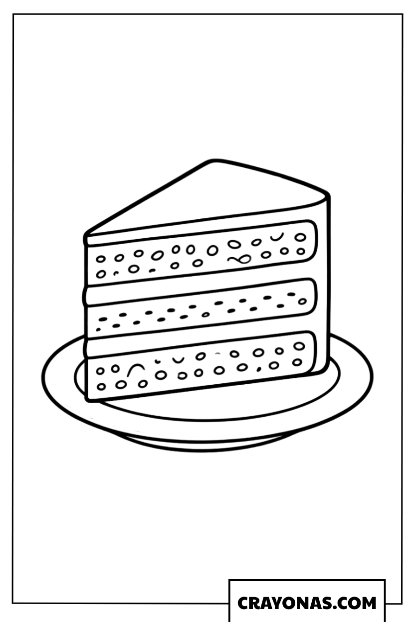 Slice of Birthday Cake Coloring Page
