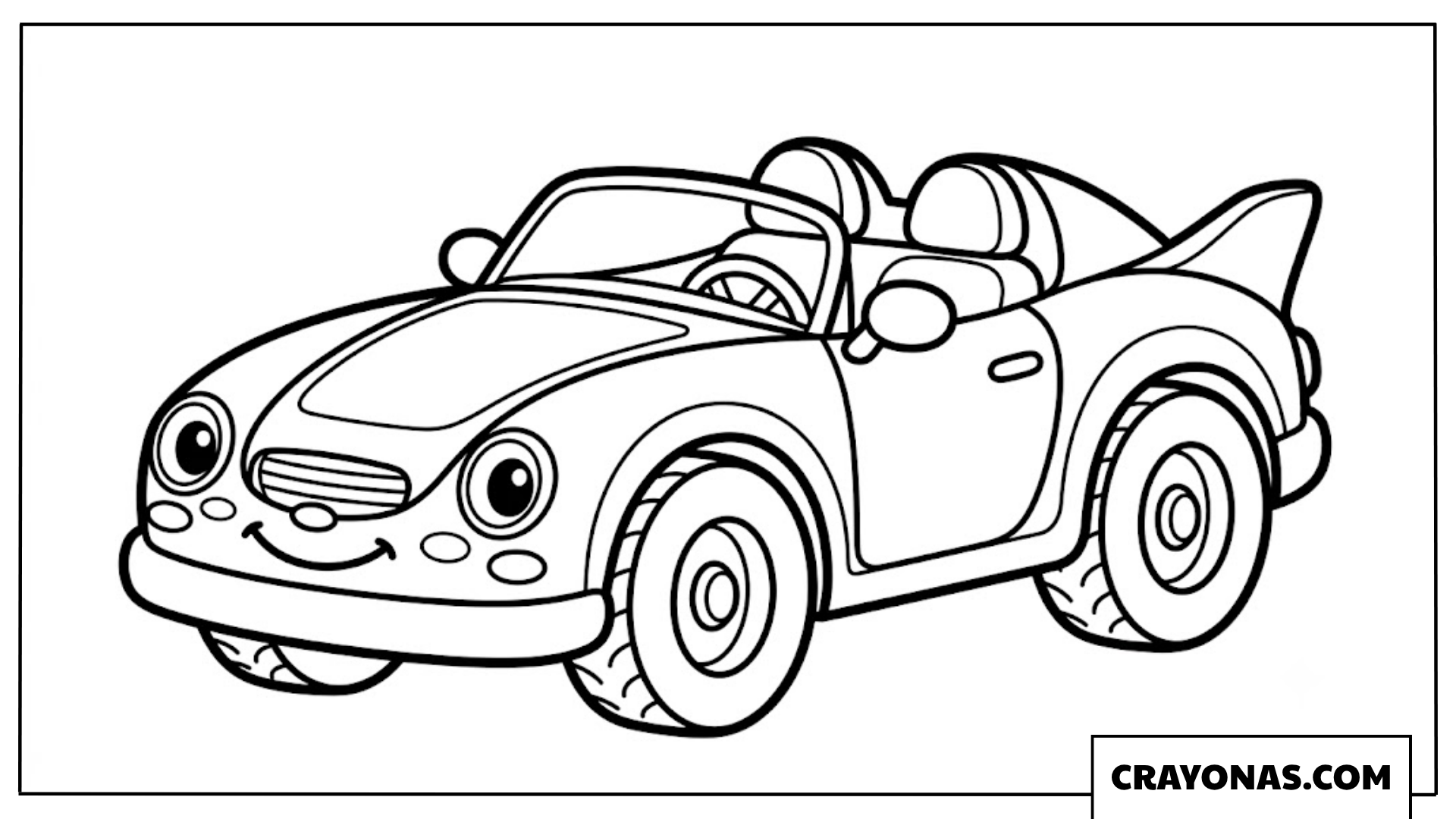 Smiling Cartoon Convertible Sports Car Coloring Page