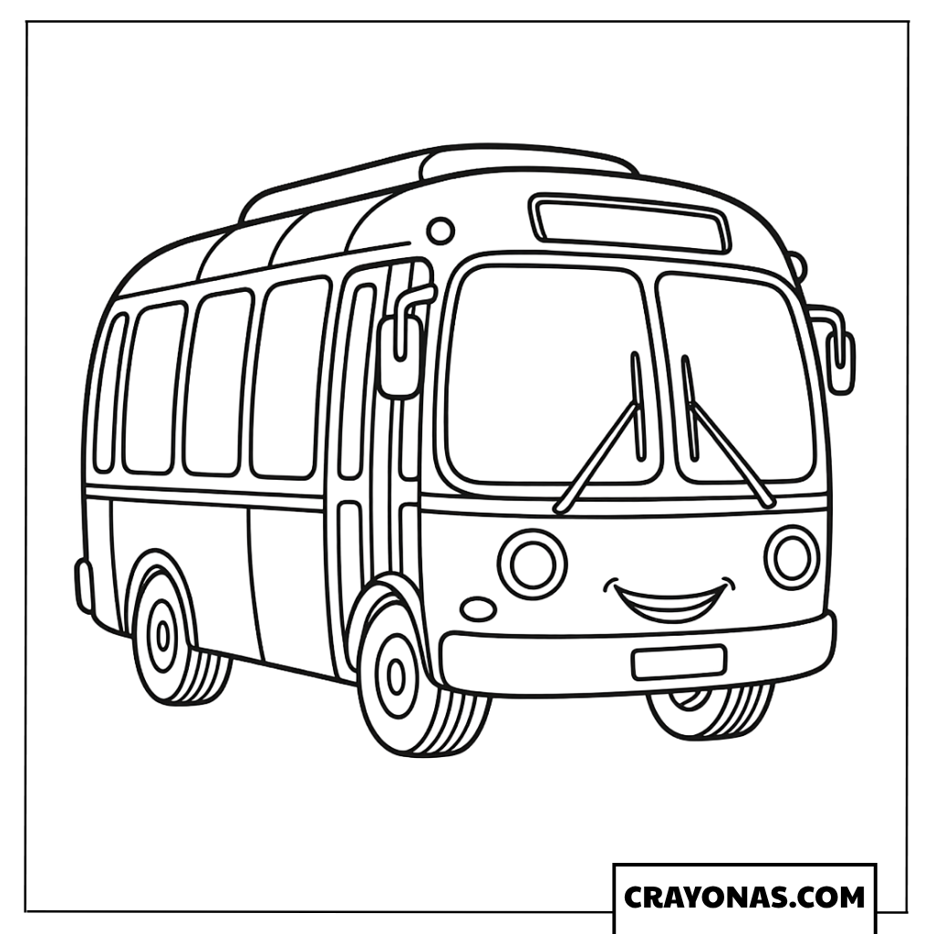 Smiling Toy Bus Coloring Page