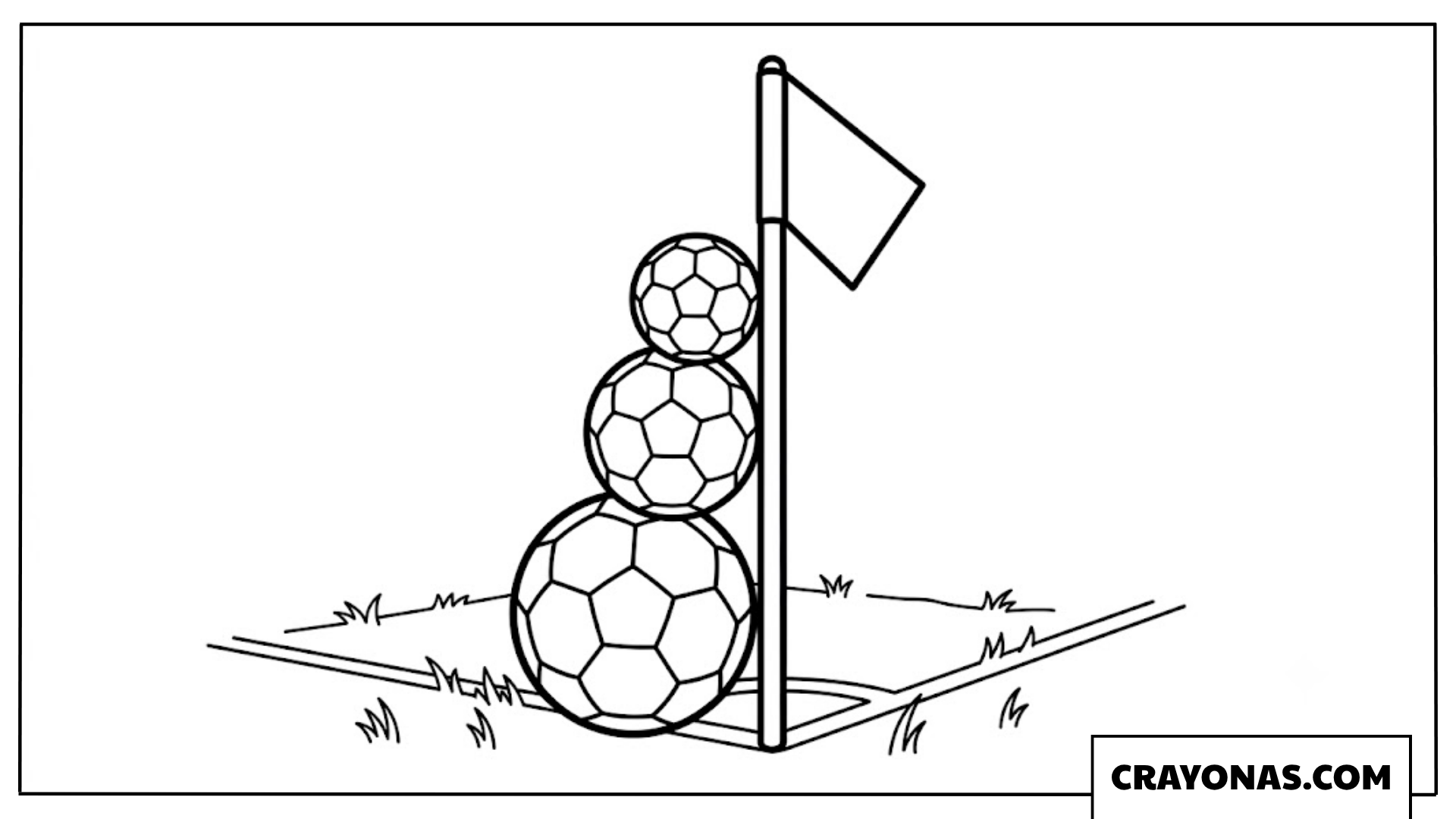 Soccer Ball with Corner Flag Coloring Page