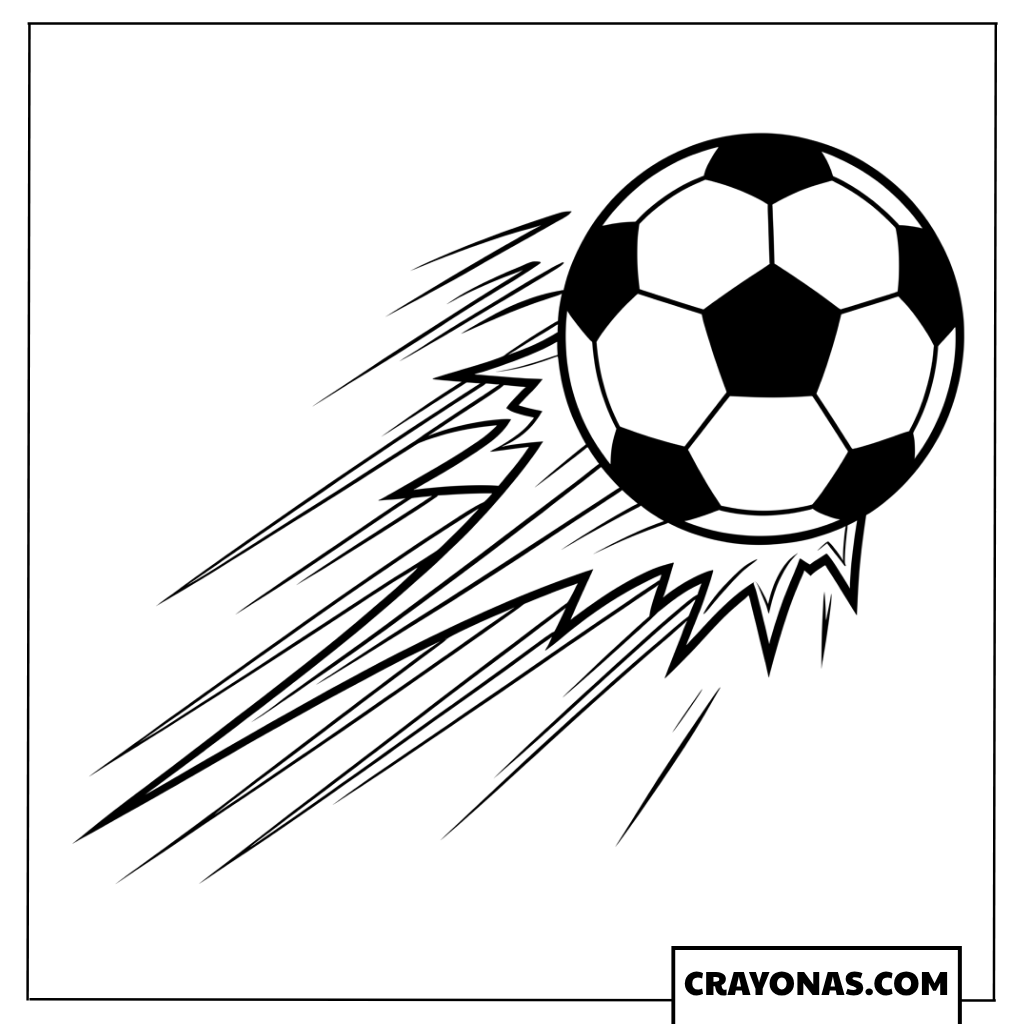 Soccer Ball with Speed Lines and Flames Coloring Page