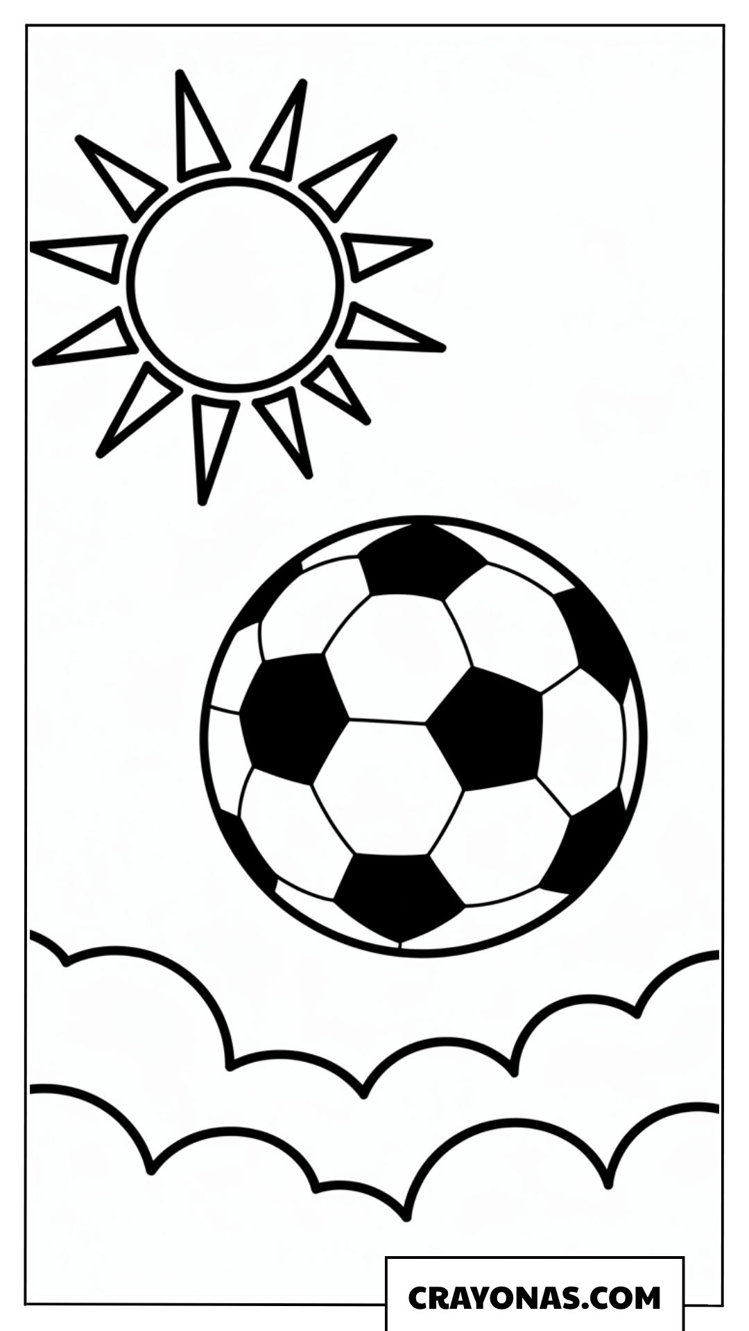Soccer Ball with Sunny Sky Coloring Page