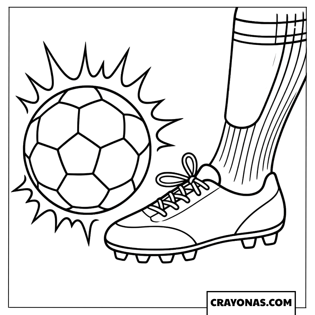 Soccer Cleat Kicking Ball Coloring Page
