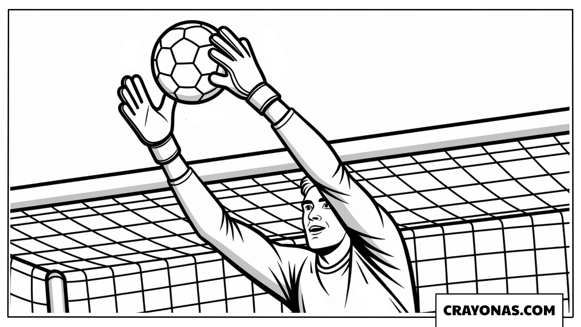 Soccer Goalkeeper Catching Ball Coloring Page
